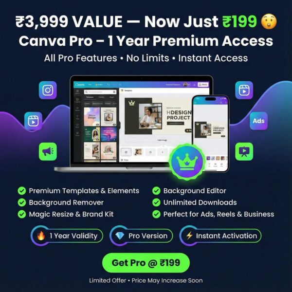 Canva Pro 1 year subscription